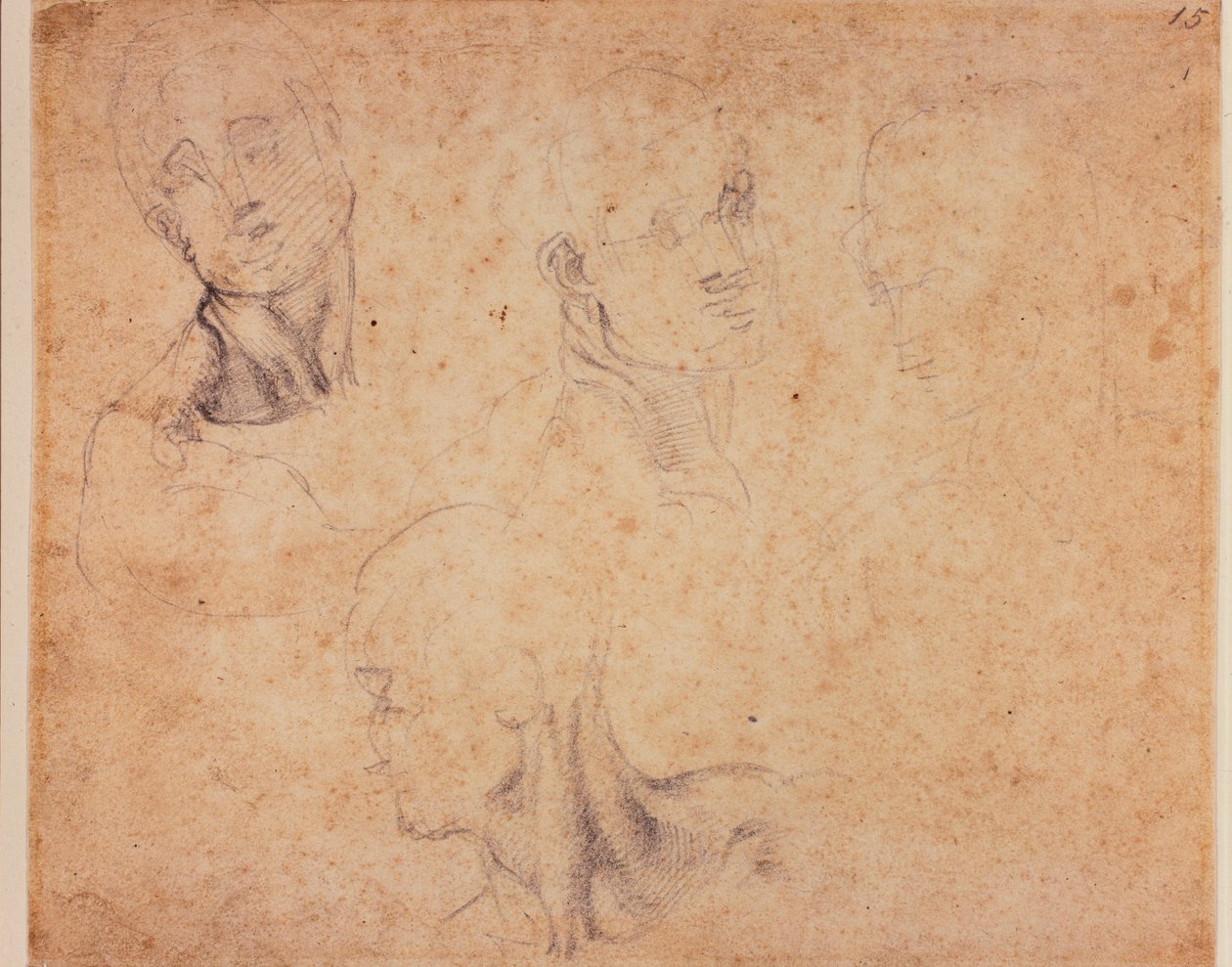 Neljä miehen pään tutkimusta tekijältä Michelangelo (after) Buonarroti