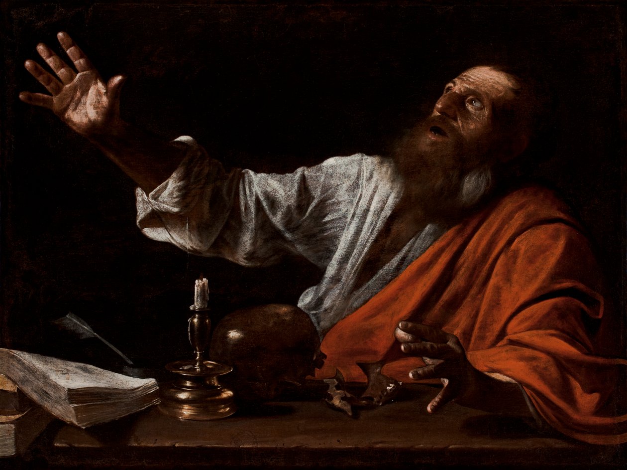 Pyhän Hieromuksen visio, 1600-luvun ensimmäinen puolisko (öljy kankaalle) tekijältä Michelangelo (follower of) Caravaggio