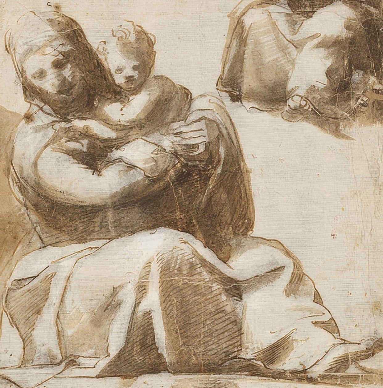 Istuva Madonna ja lapsi. Noin 1525 (?) tekijältä Michelangelo Anselmi
