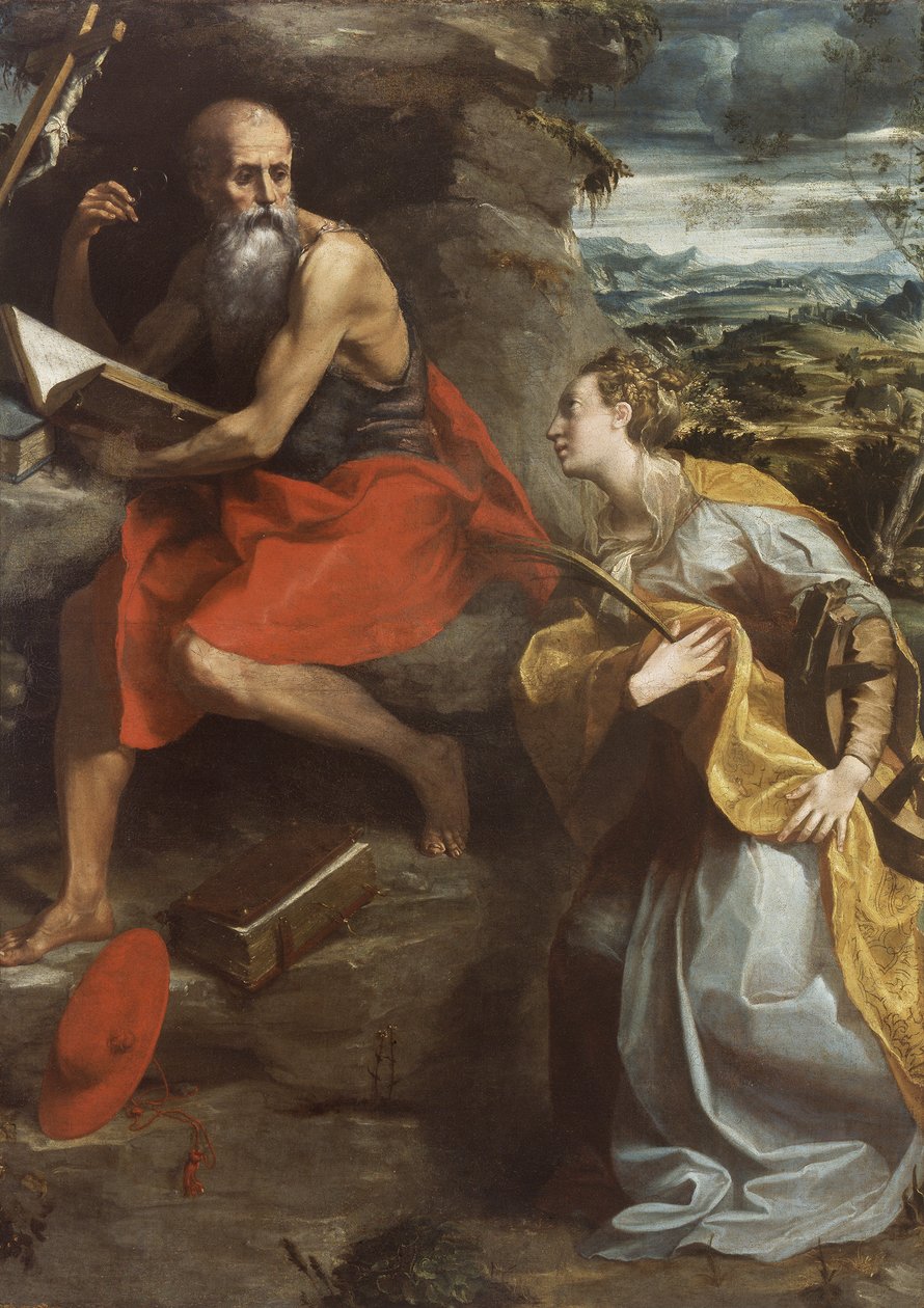 Pyhä Hieronymus ja Pyhä Katariina Aleksandrialainen tekijältä Michelangelo Anselmi