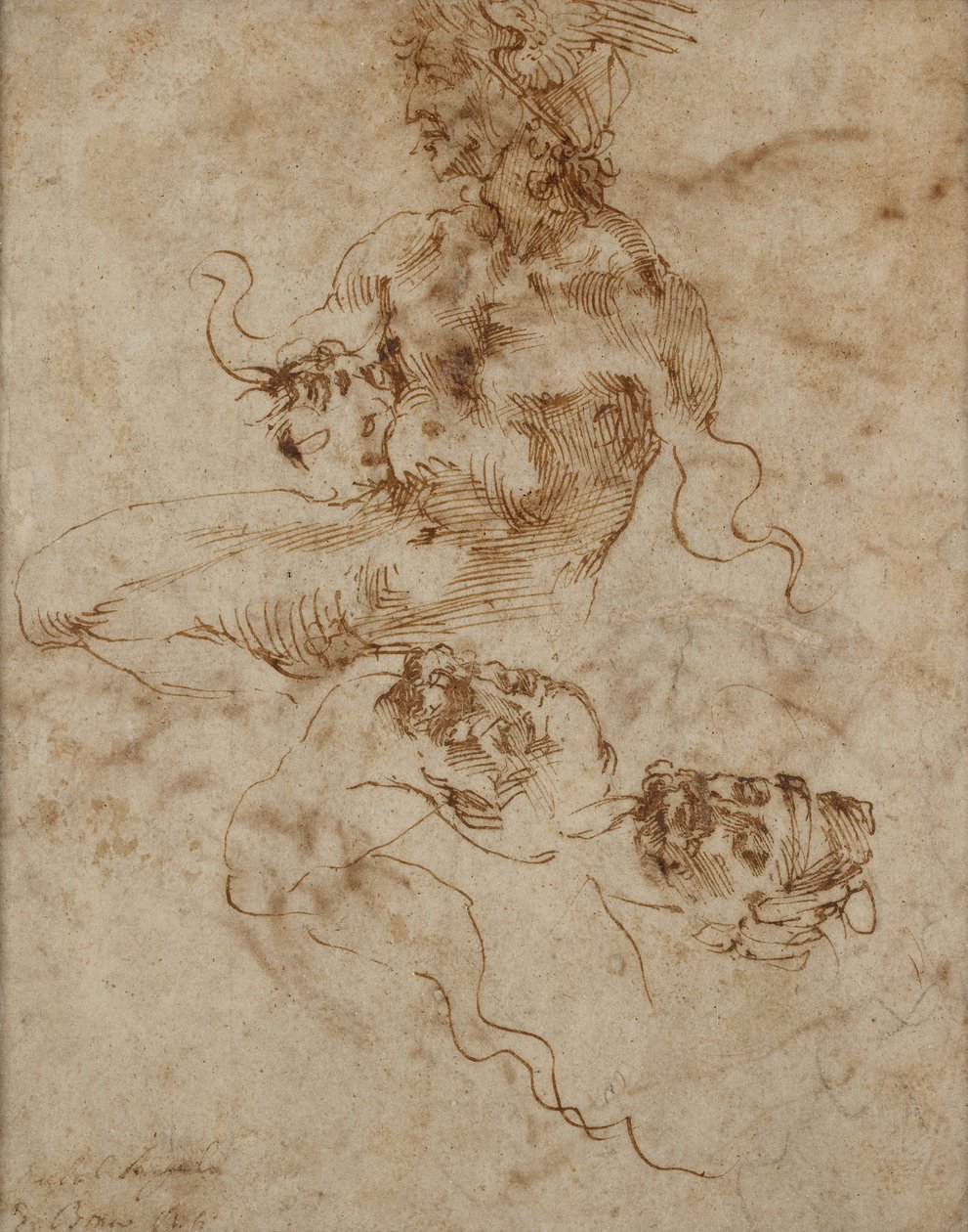 Tritonia muistuttava figuuri, c1490-1560 tekijältä Michelangelo Buonarroti