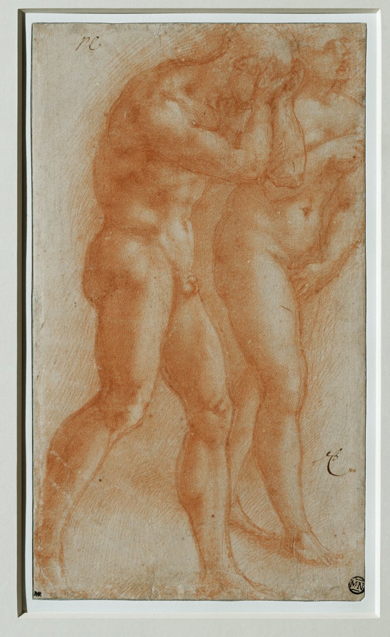 Adam et Eve chassee du Paradis - Aatami ja Eeva ajetaan pois paratiisista, kopio Masaccion mukaan ... tekijältä Michelangelo Buonarroti