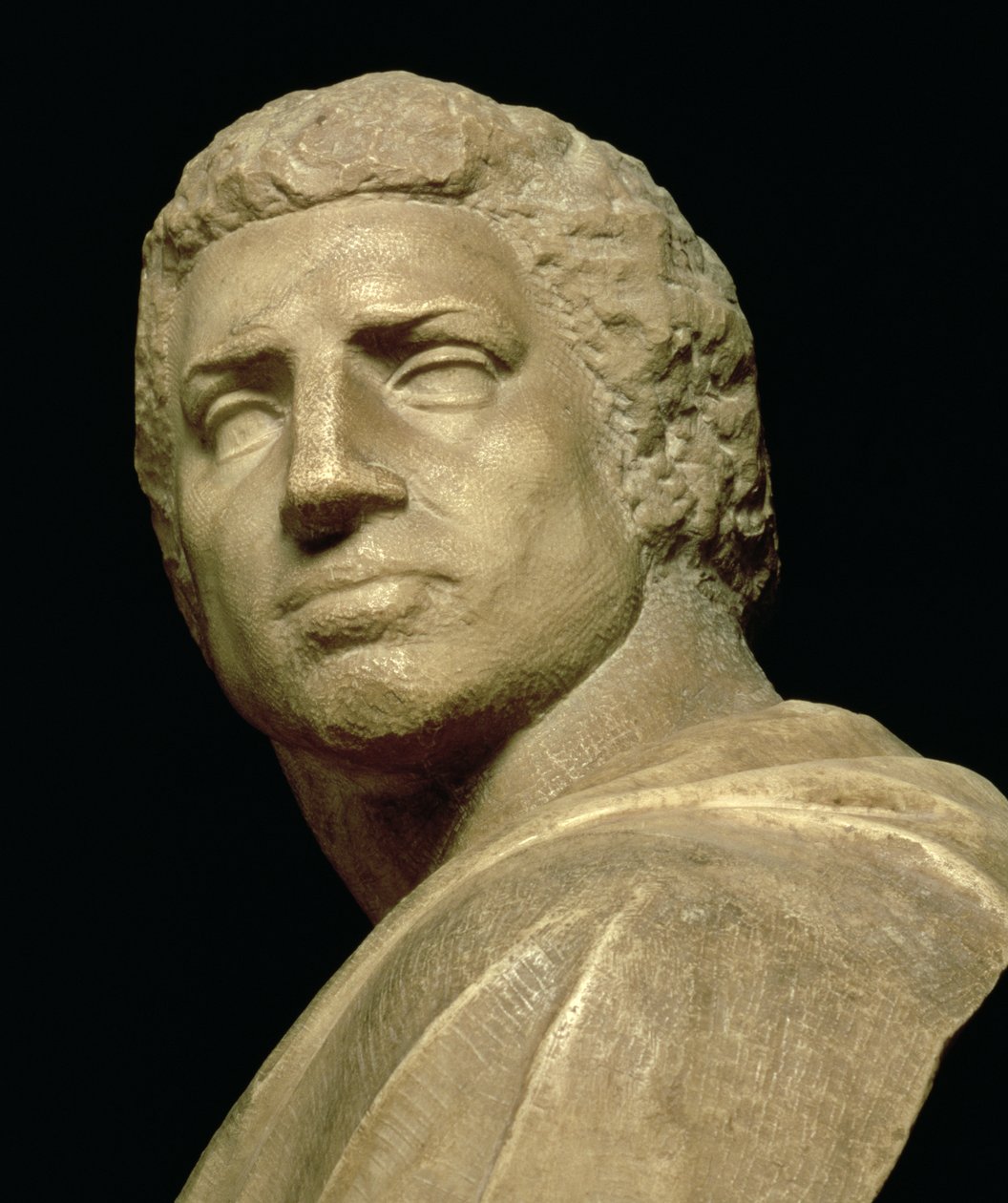 Brutus, Michelangelo Buonarrottin 1475-1564 tekemän rintakuvan pään yksityiskohta, n.1539-40, marmorikuosi 79848:sta. tekijältä Michelangelo Buonarroti