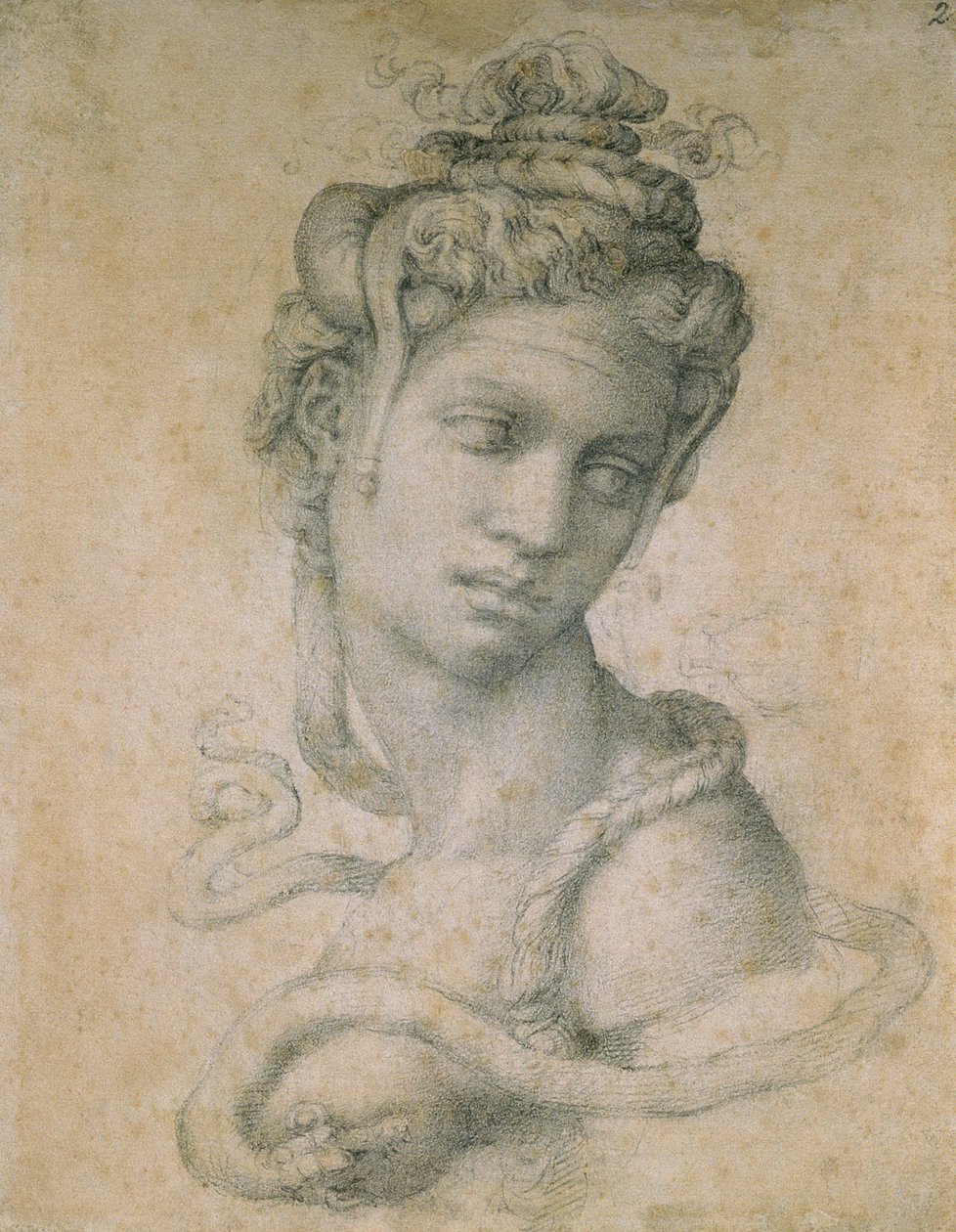 Kleopatra (69-30 eKr.) (hiili paperilla) tekijältä Michelangelo Buonarroti