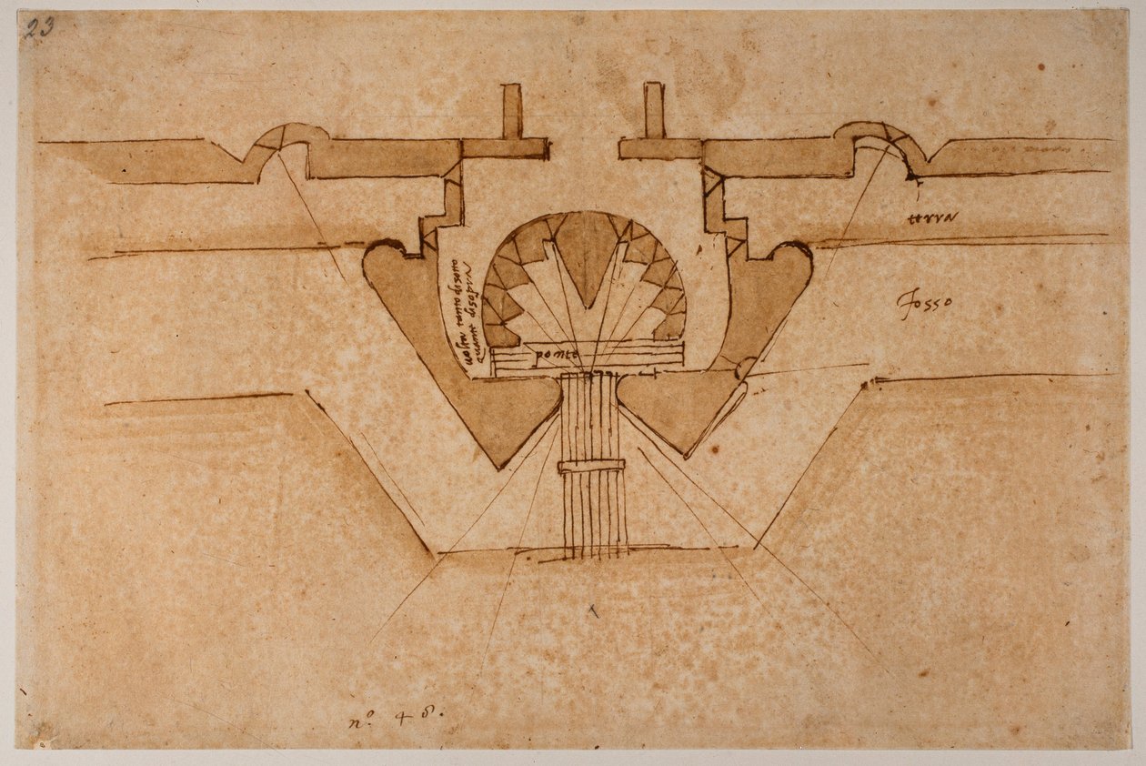 Suunnittelu portin bastionia varten tekijältä Michelangelo Buonarroti