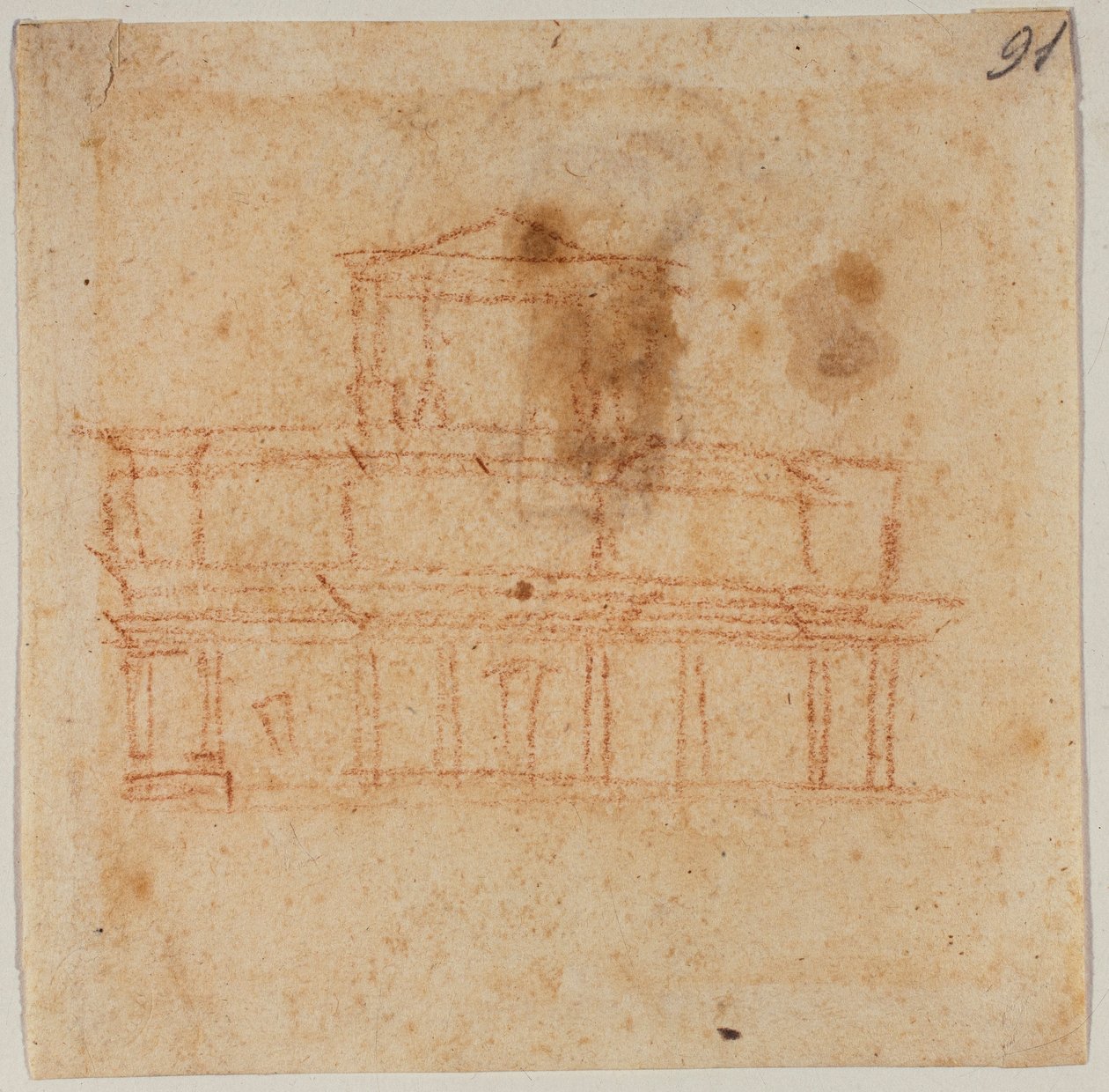 San Lorenzon julkisivun suunnittelu tekijältä Michelangelo Buonarroti
