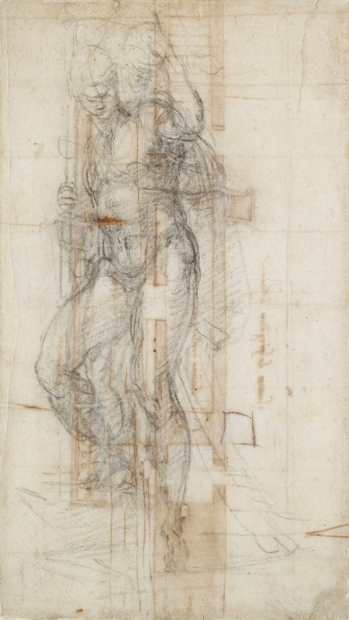 Haudasta nousevan Kristuksen hahmo, n. 1490-1560 tekijältä Michelangelo Buonarroti