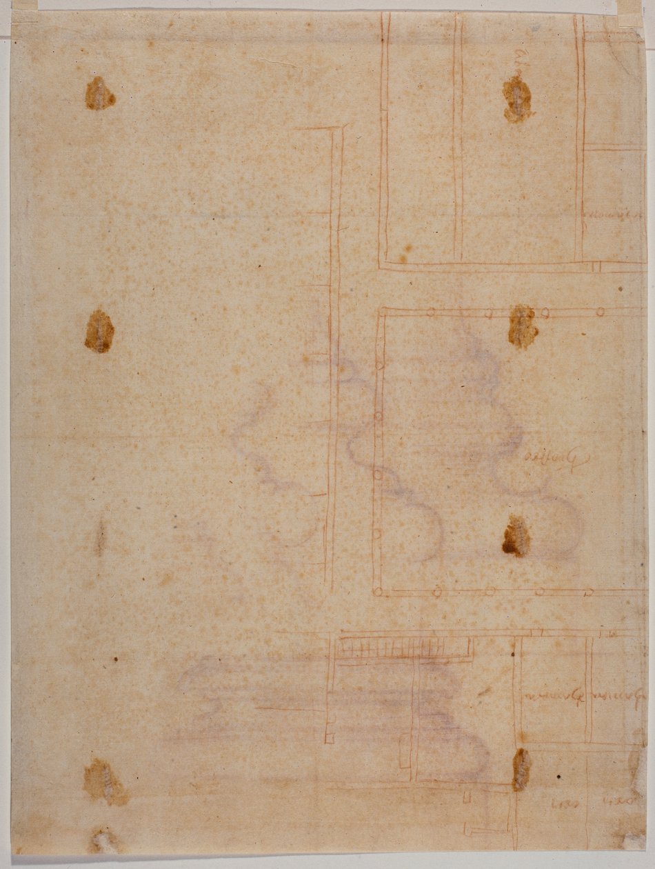 San Lorenzon luostarin hajanainen pohjapiirros. tekijältä Michelangelo Buonarroti