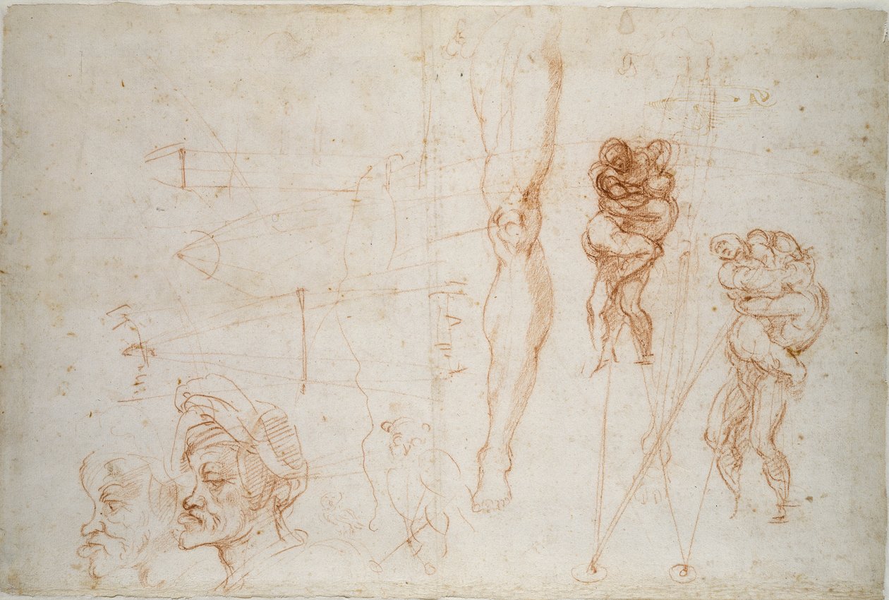 Hercules ja Antaeus ja muut tutkimukset, 1500-luku tekijältä Michelangelo Buonarroti