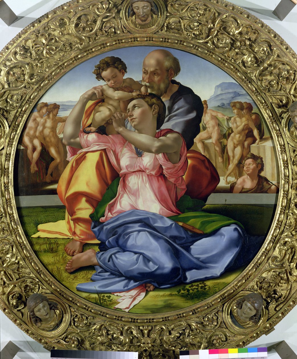 Pyhä perhe Pyhän Johanneksen kanssa (Doni Tondo) 1504-05 (katso myös 30103) tekijältä Michelangelo Buonarroti