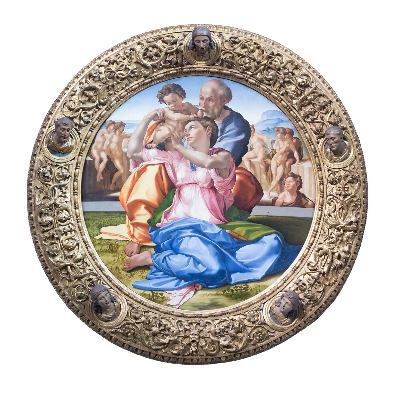 Pyhä perhe nuoren Johannes Kastajan kanssa, joka tunnetaan nimellä "Doni tondo" tekijältä Michelangelo Buonarroti