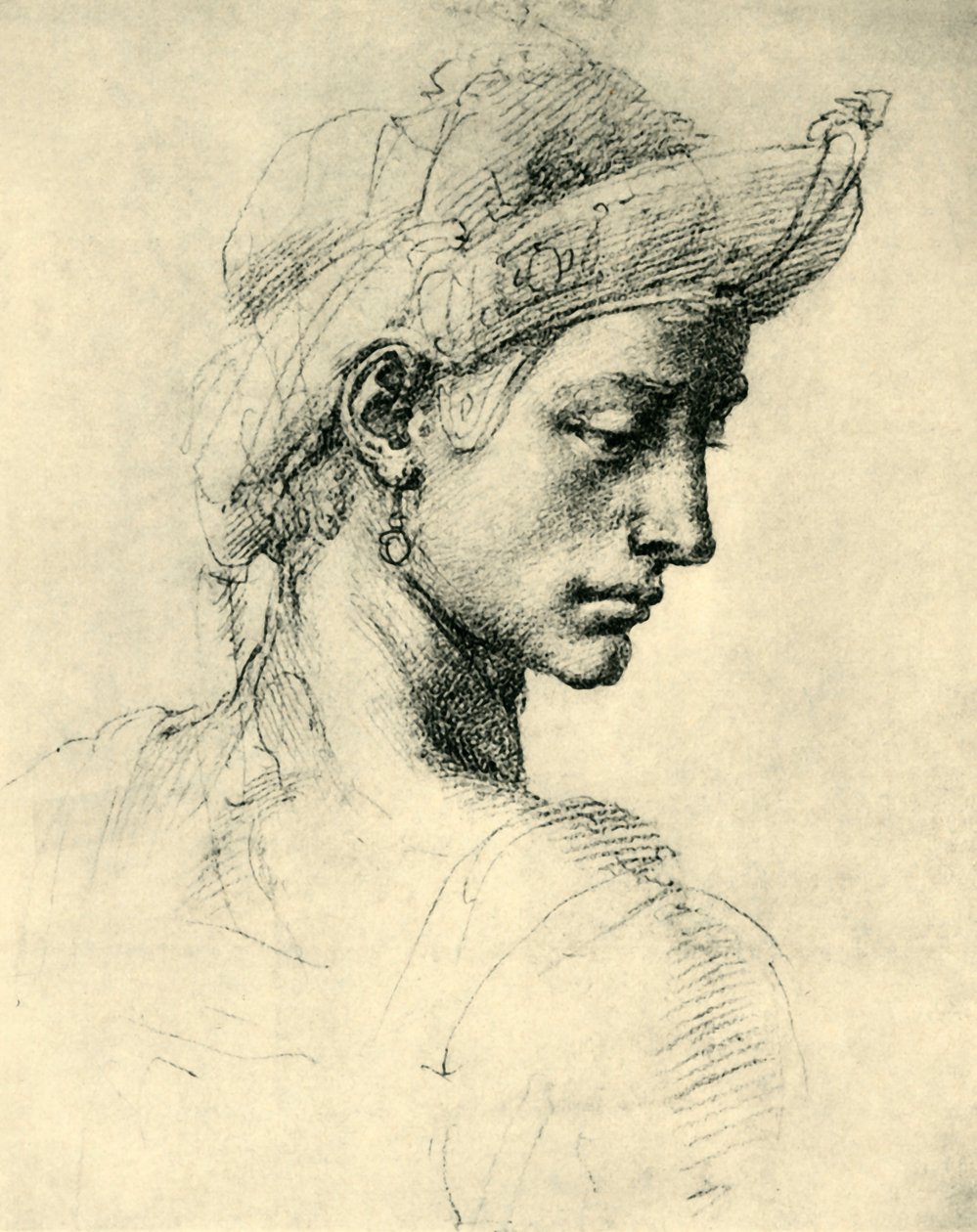 Ihanteellinen pää, 1520-1525, 1943. tekijältä Michelangelo Buonarroti