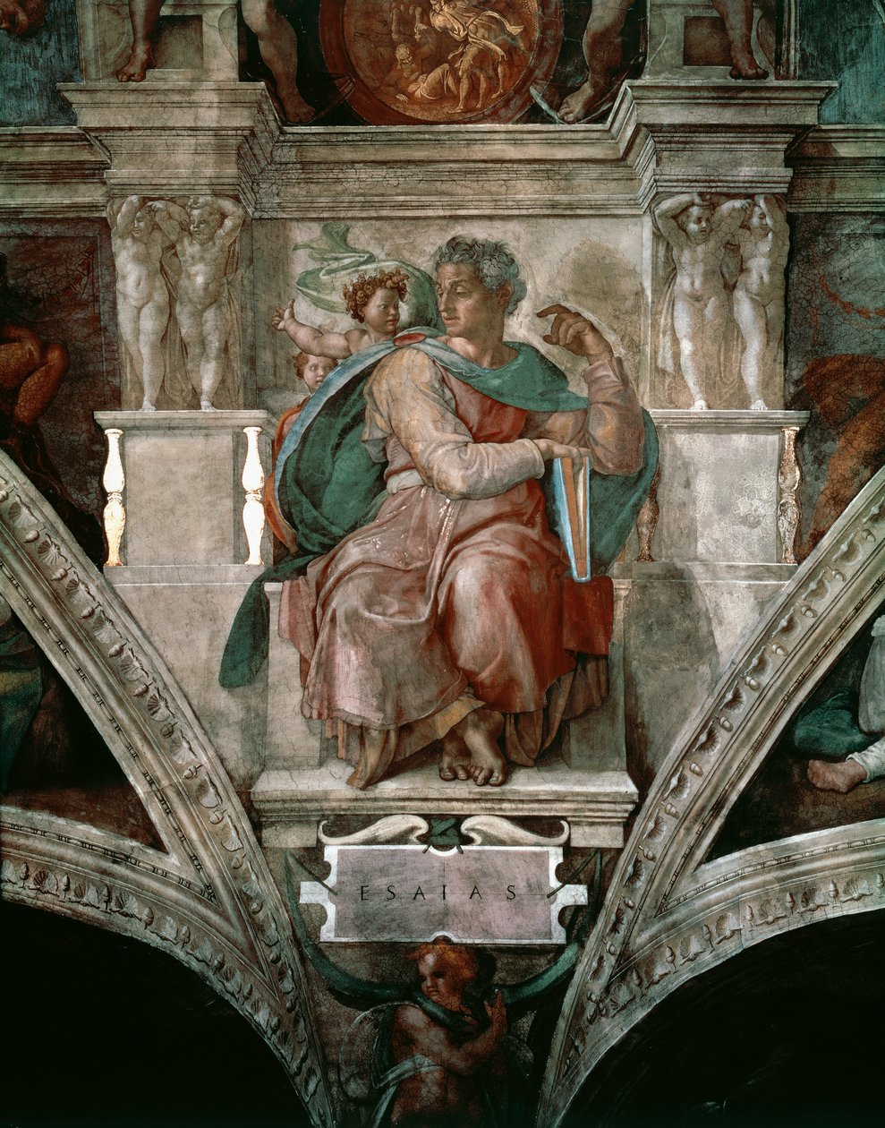 Jesaja, yksityiskohta Sikstuksen kappelin katosta tekijältä Michelangelo Buonarroti
