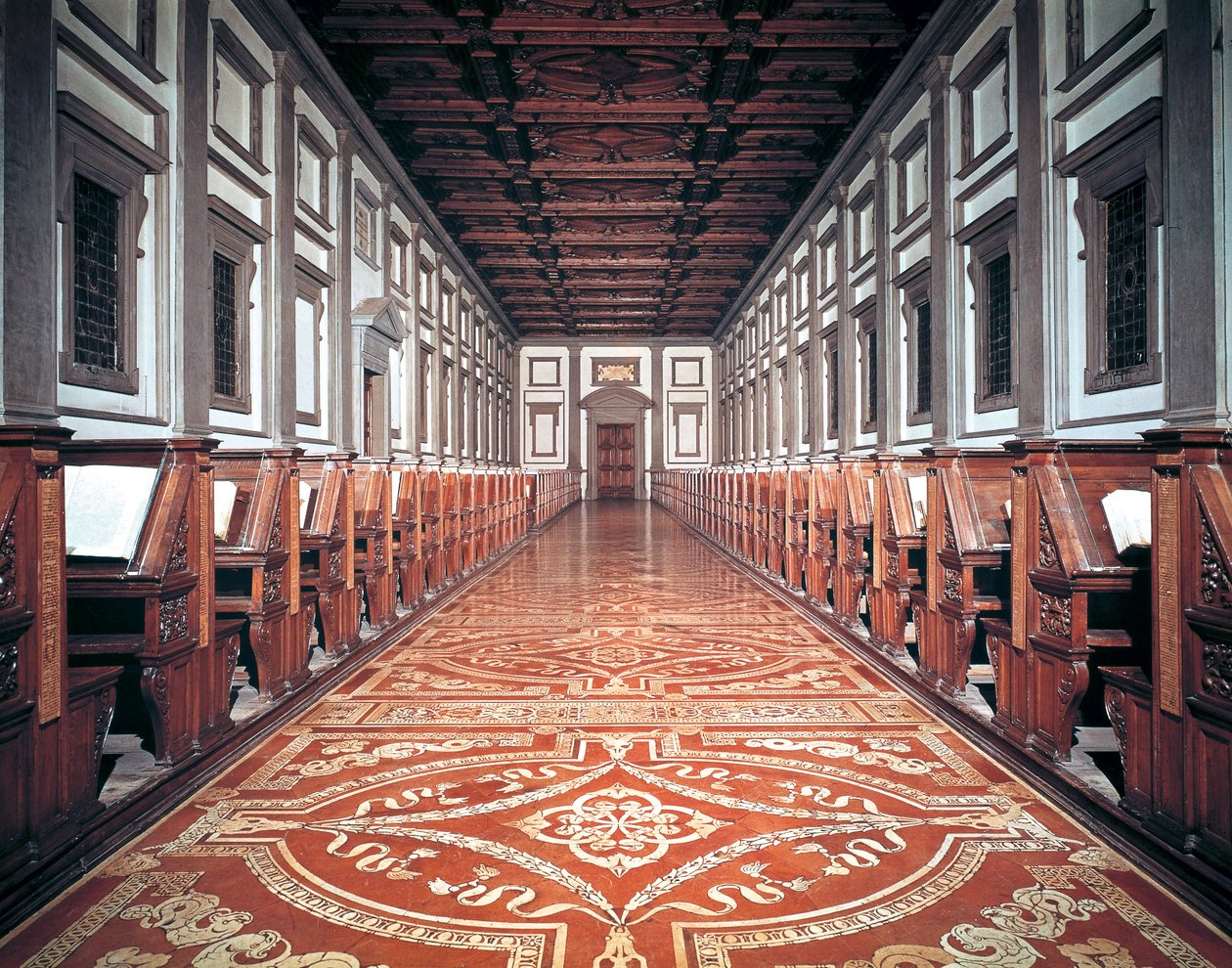 Laurentian Library Hall, arkkitehti Michelangelo (1475-1564), Firenze, Italia tekijältä Michelangelo Buonarroti