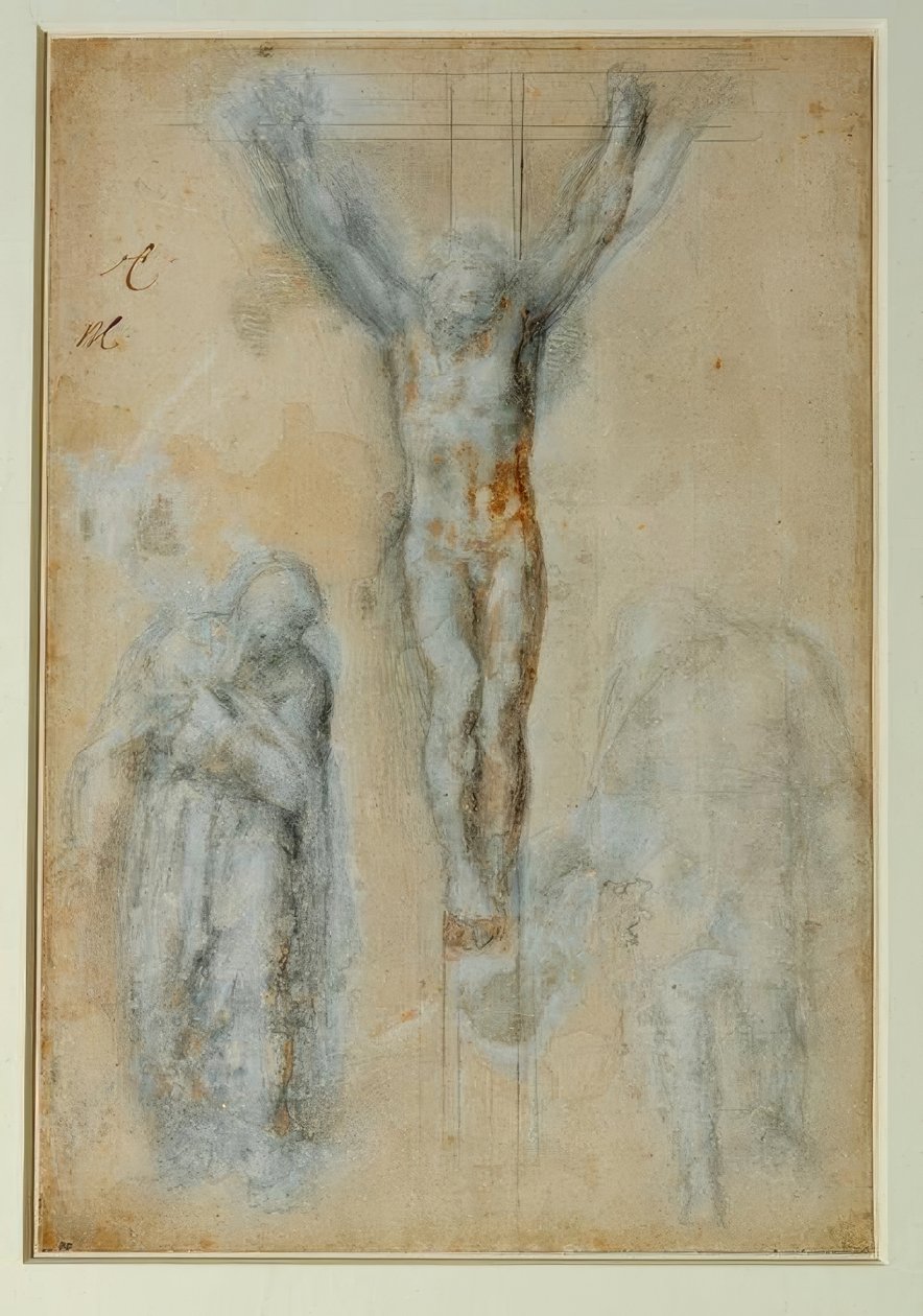 Le Christ en Croix entre la Vierge et Saint Jean (?) tekijältä Michelangelo Buonarroti
