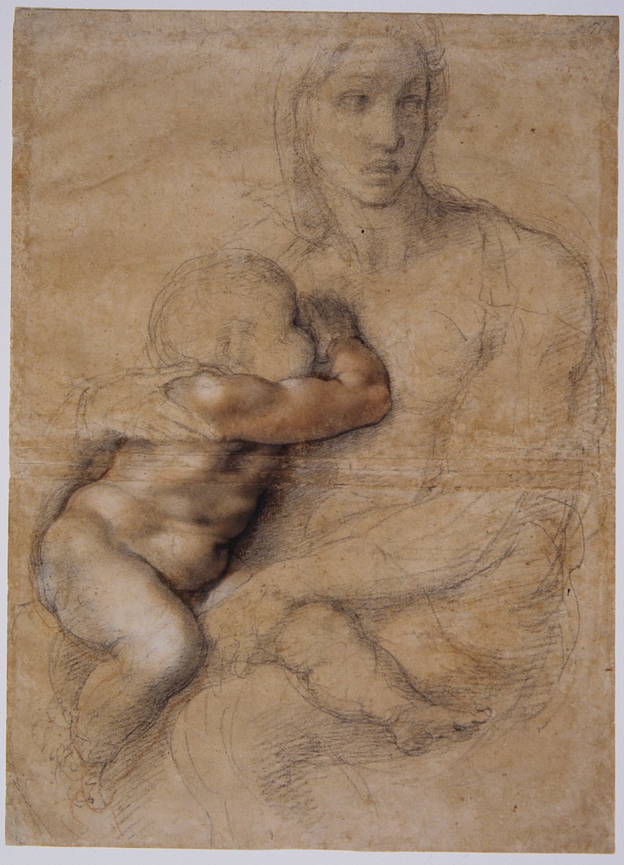 Madonna ja lapsi, n. 1525 tekijältä Michelangelo Buonarroti