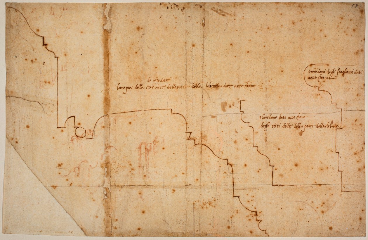Laurentian kirjaston oven muotoprofiilit tekijältä Michelangelo Buonarroti