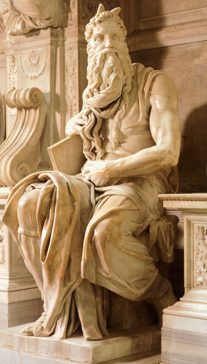 Mooses, yksityiskohta Julius II:n haudasta, Michelangelo (1475-1564), Pyhän Pietarin basilika ketjuissa, Rooma, Lazio, noin 1515 tekijältä Michelangelo Buonarroti
