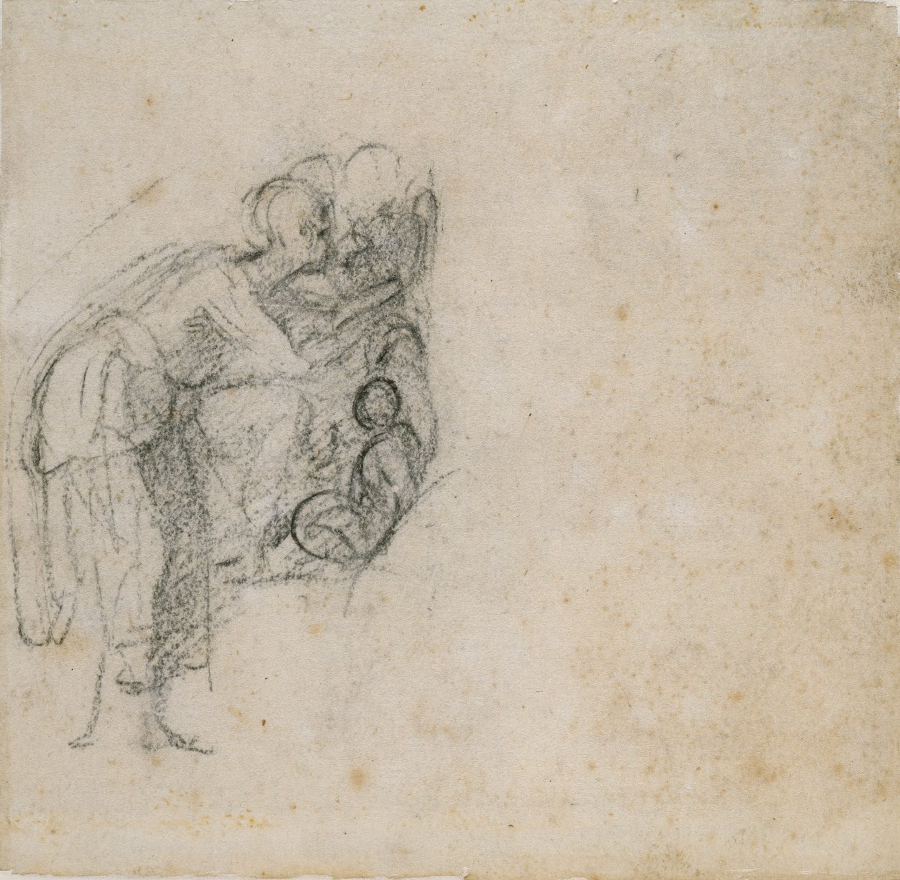 Sivu luonnoskirjasta: Nainen mustassa, c1490-1560 tekijältä Michelangelo Buonarroti