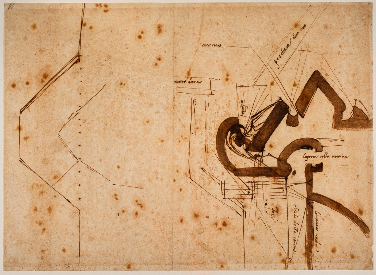 Oikeuden portin panssarivaunun suunnitelma tekijältä Michelangelo Buonarroti