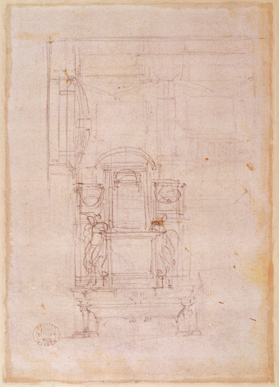 Valmisteleva piirustus paavi Julius II:n haudalle tekijältä Michelangelo Buonarroti