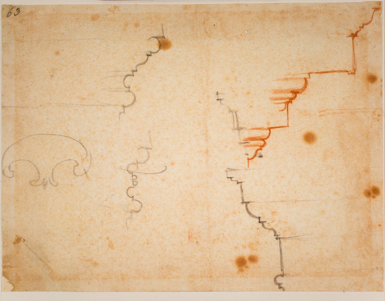 Arkkitehtonisia profiileja, 1500-luku (piirustus) tekijältä Michelangelo Buonarroti