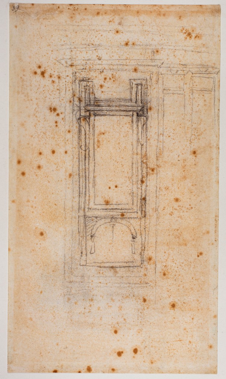 Ikkunaprojekti ja tutkimuksia Laurentian reseptia varten, 1500-luku (piirustus). tekijältä Michelangelo Buonarroti