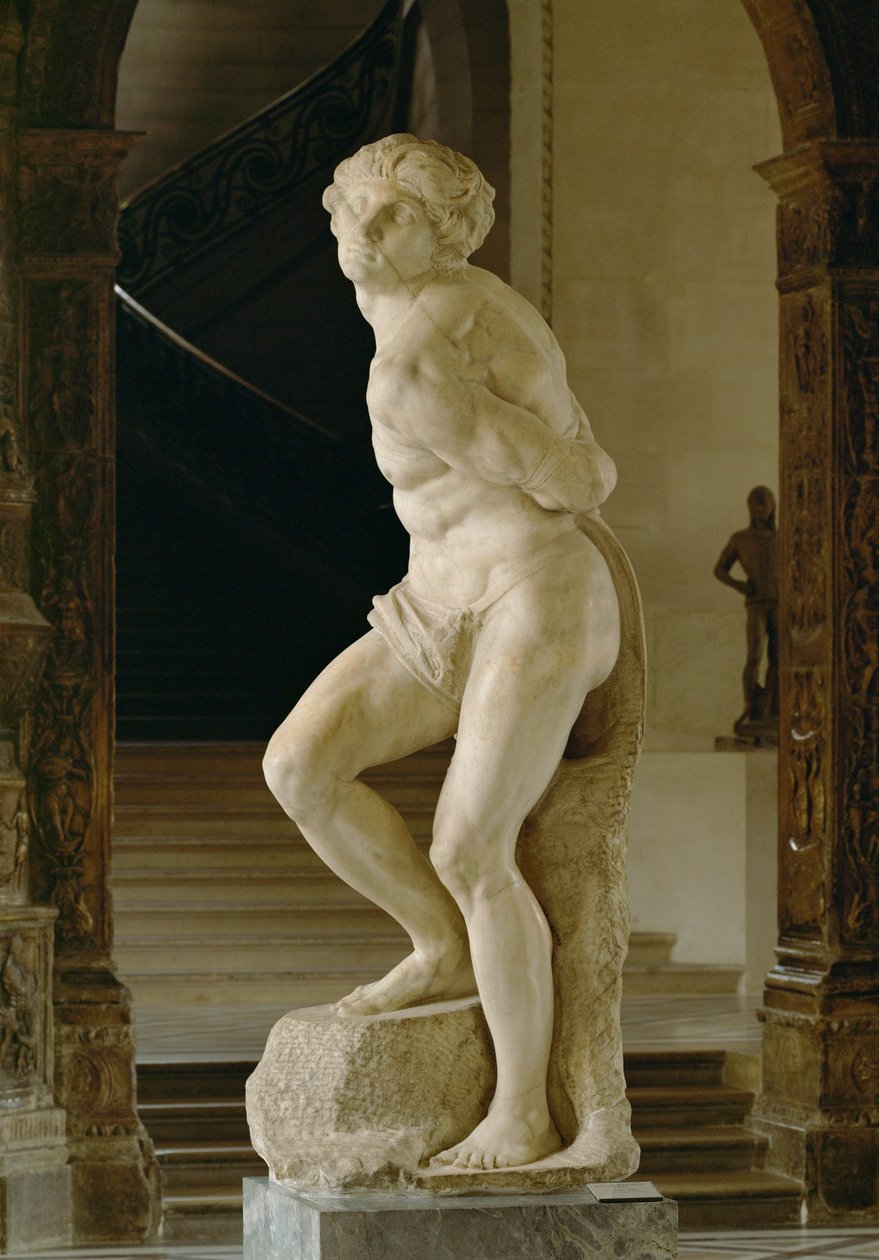 Kapinallinen orja, paavi Julius II:n haudalle ... tekijältä Michelangelo Buonarroti