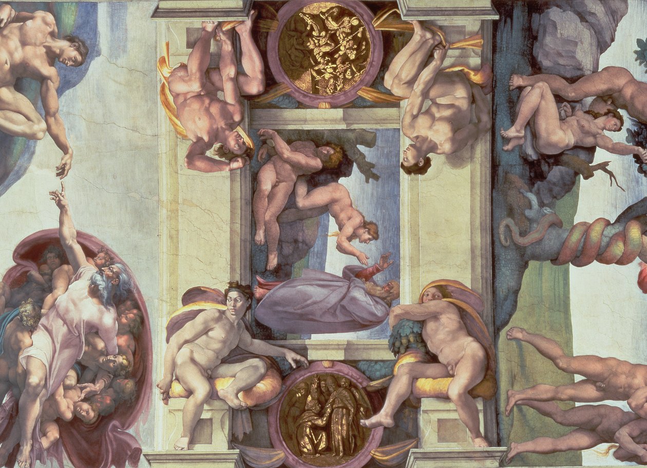 Sikstuksen kappelin katto (1508-12): Eevan luominen tekijältä Michelangelo Buonarroti