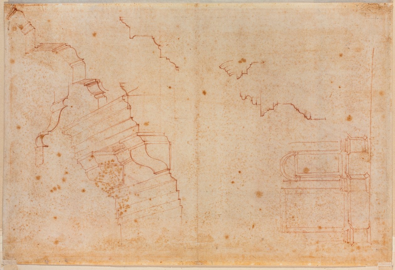Tutkimuksia roomalaisista muistomerkeistä, 1500-luku (piirustus) tekijältä Michelangelo Buonarroti
