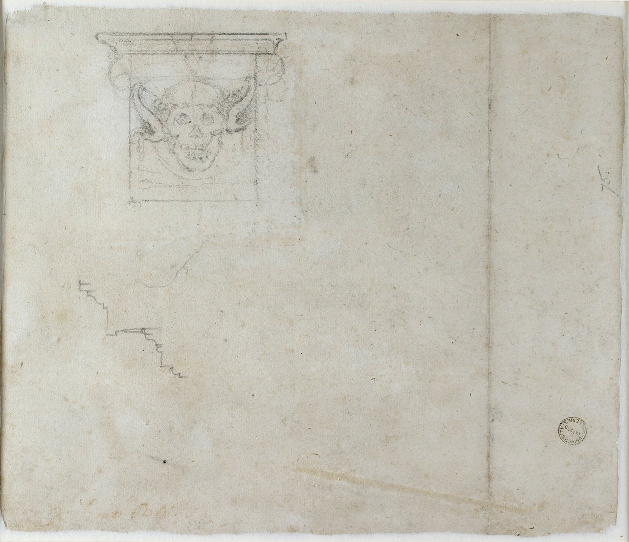 Arkkitehtonisten yksityiskohtien ja groteskin naamion tutkimukset, c1490-1560 tekijältä Michelangelo Buonarroti