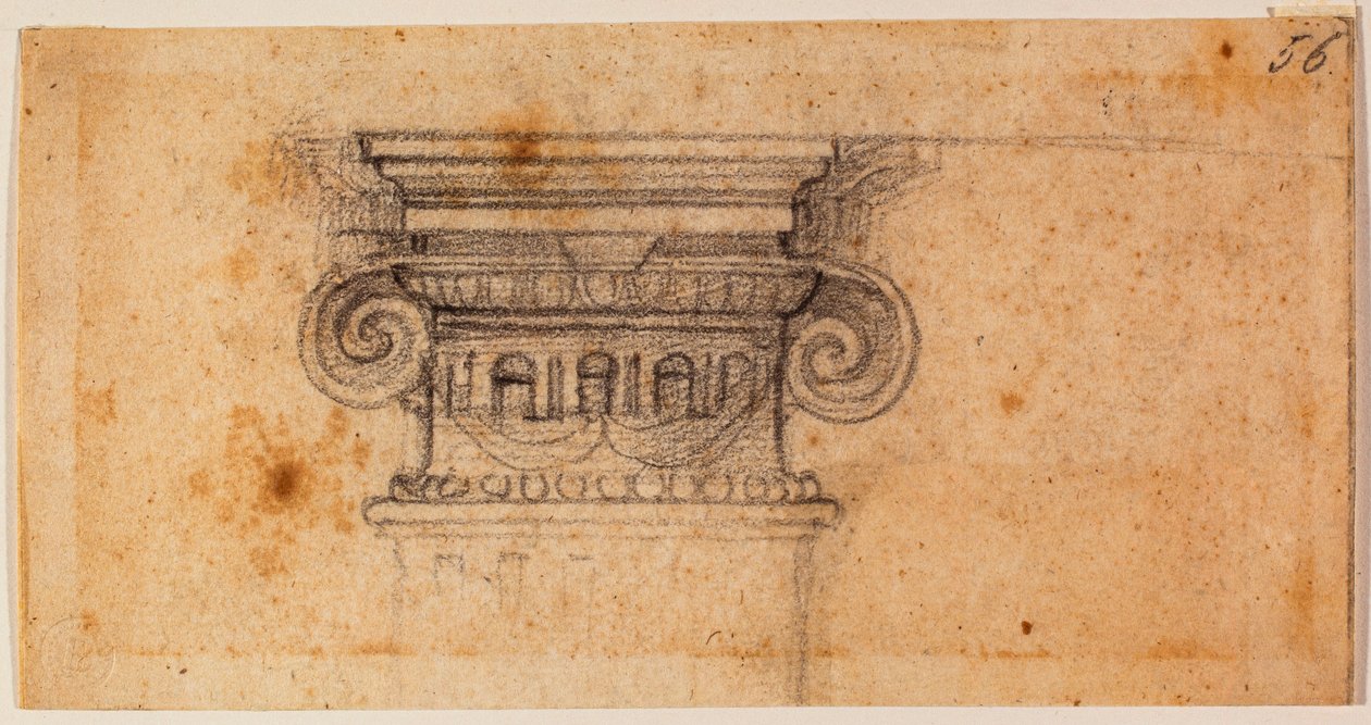 Tutkimus istuvaa hahmoa varten, 1500-luku (piirustus) tekijältä Michelangelo Buonarroti