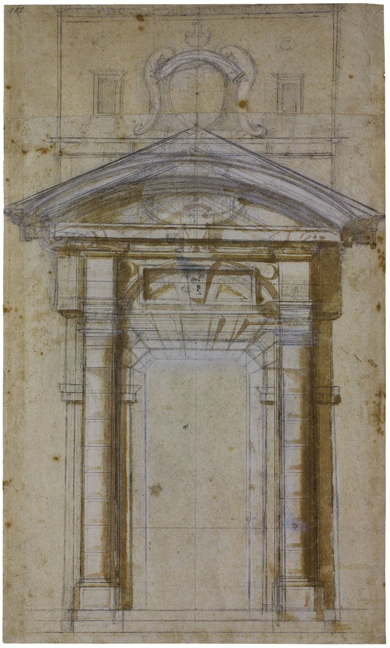 Tutkimus Porta Pialle Roomassa, noin 1561 tekijältä Michelangelo Buonarroti
