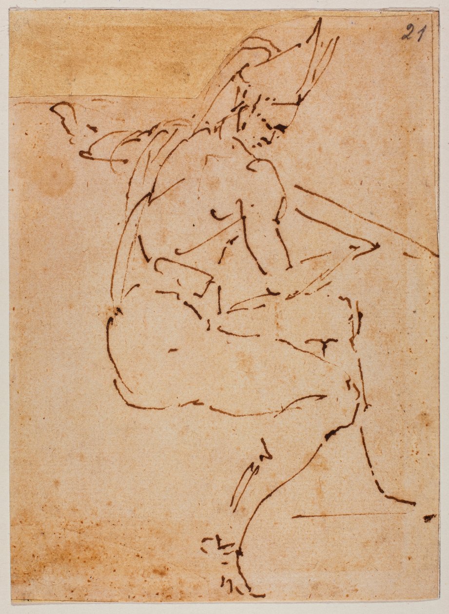 Tutkimus istuvaa hahmoa varten tekijältä Michelangelo Buonarroti