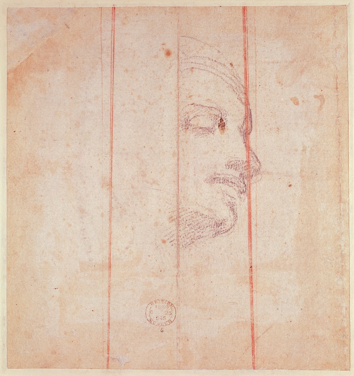 Tutkimus Libyan Sibylin päällikölle (musta liitu paperille) (käänteinen) tekijältä Michelangelo Buonarroti