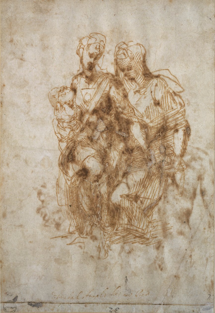 Tutkimus Pyhästä Annesta, Leonardo Da Vincin "Anne" jälkeen, n. 1502 tekijältä Michelangelo Buonarroti