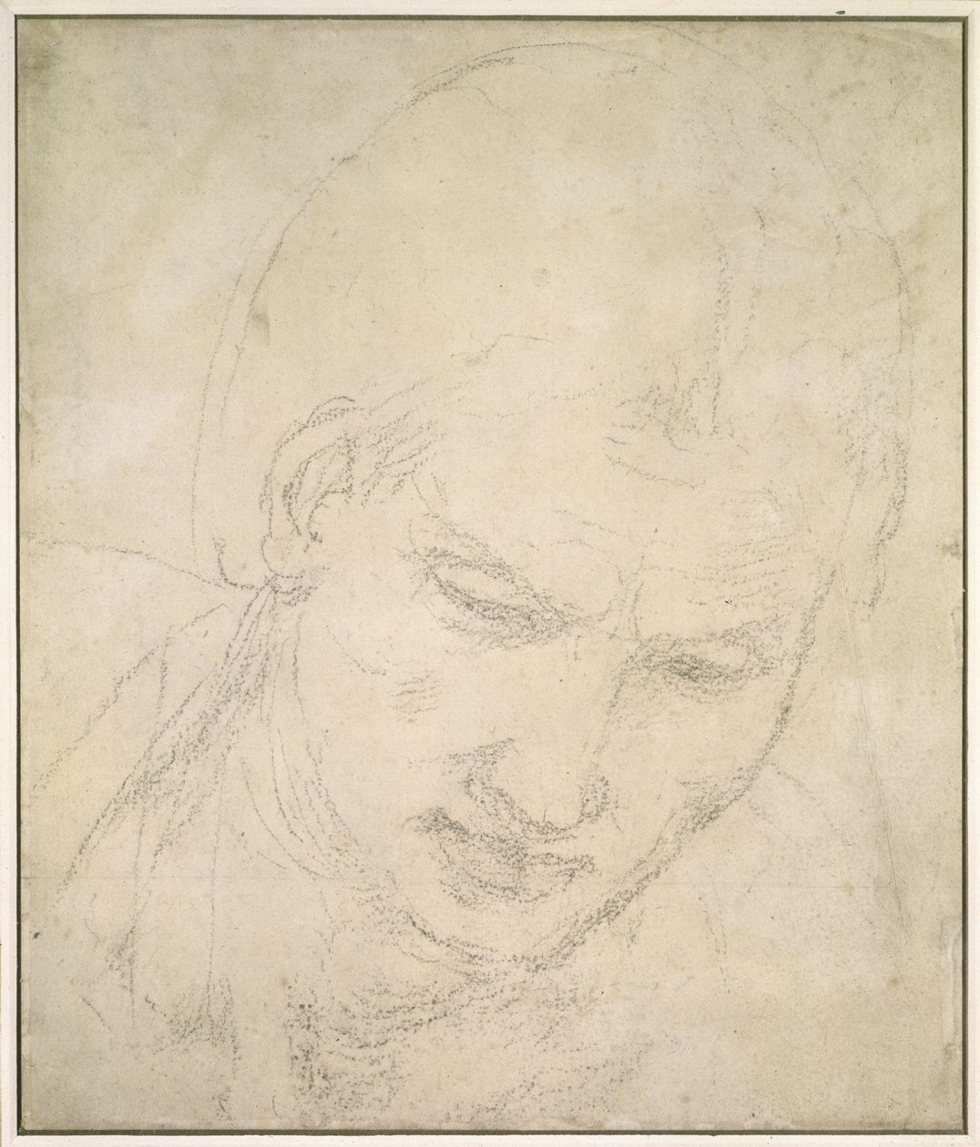 Pään tutkimus (musta liitu valkoisella paperilla) tekijältä Michelangelo Buonarroti
