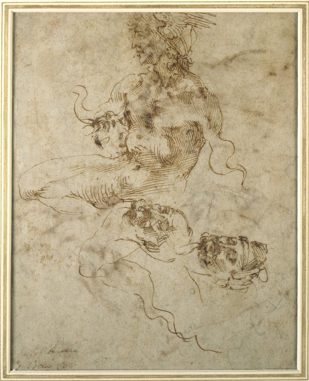 Tutkimus nuoresta miehestä, joka istuu, vuoden 15012 jälkeen tekijältä Michelangelo Buonarroti