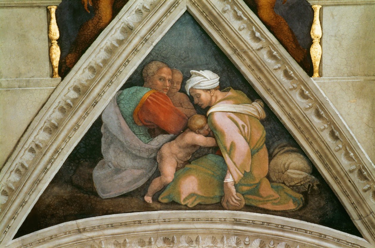 Kristuksen esi-isät: Ozias Sikstuksen kappelin katto Vatikaanissa, 1508-1512. tekijältä Michelangelo Buonarroti
