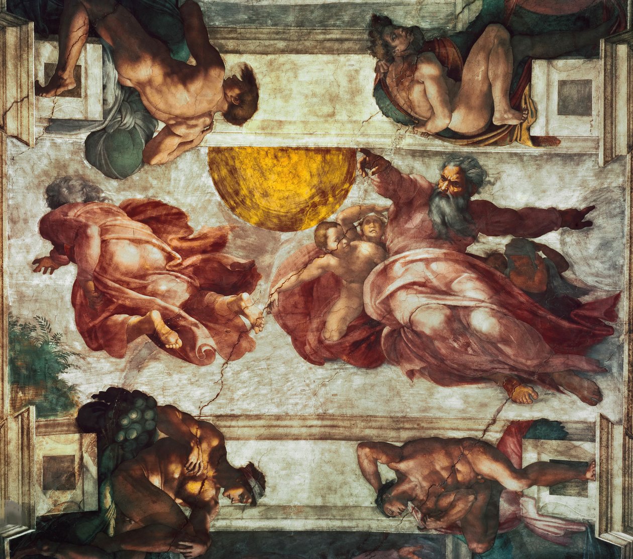 Auringon, kuun ja kasvien luominen tekijältä Michelangelo Buonarroti