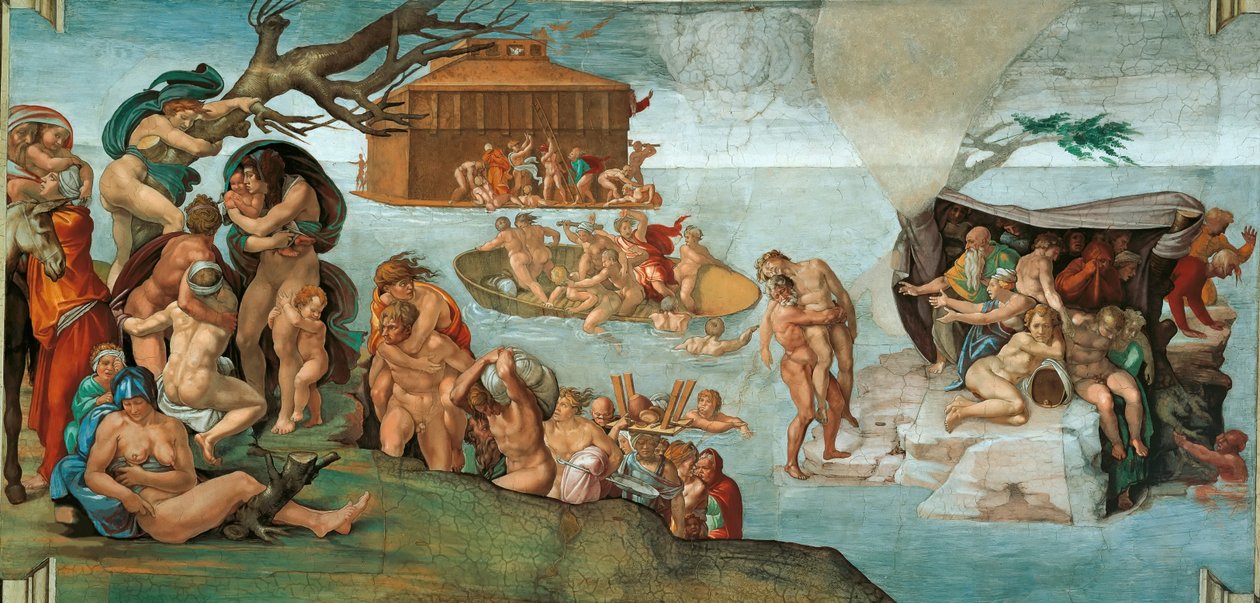 Deluge Sikstuksen kappelin katto Vatikaanissa, 1508-1512. tekijältä Michelangelo Buonarroti