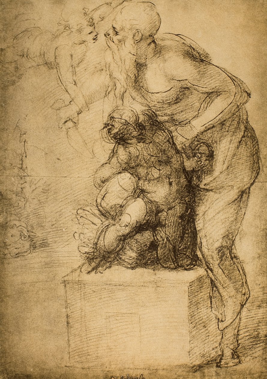 Iisakin uhri; piirustus Michelangelo. Casa Buonarroti, Firenze tekijältä Michelangelo Buonarroti