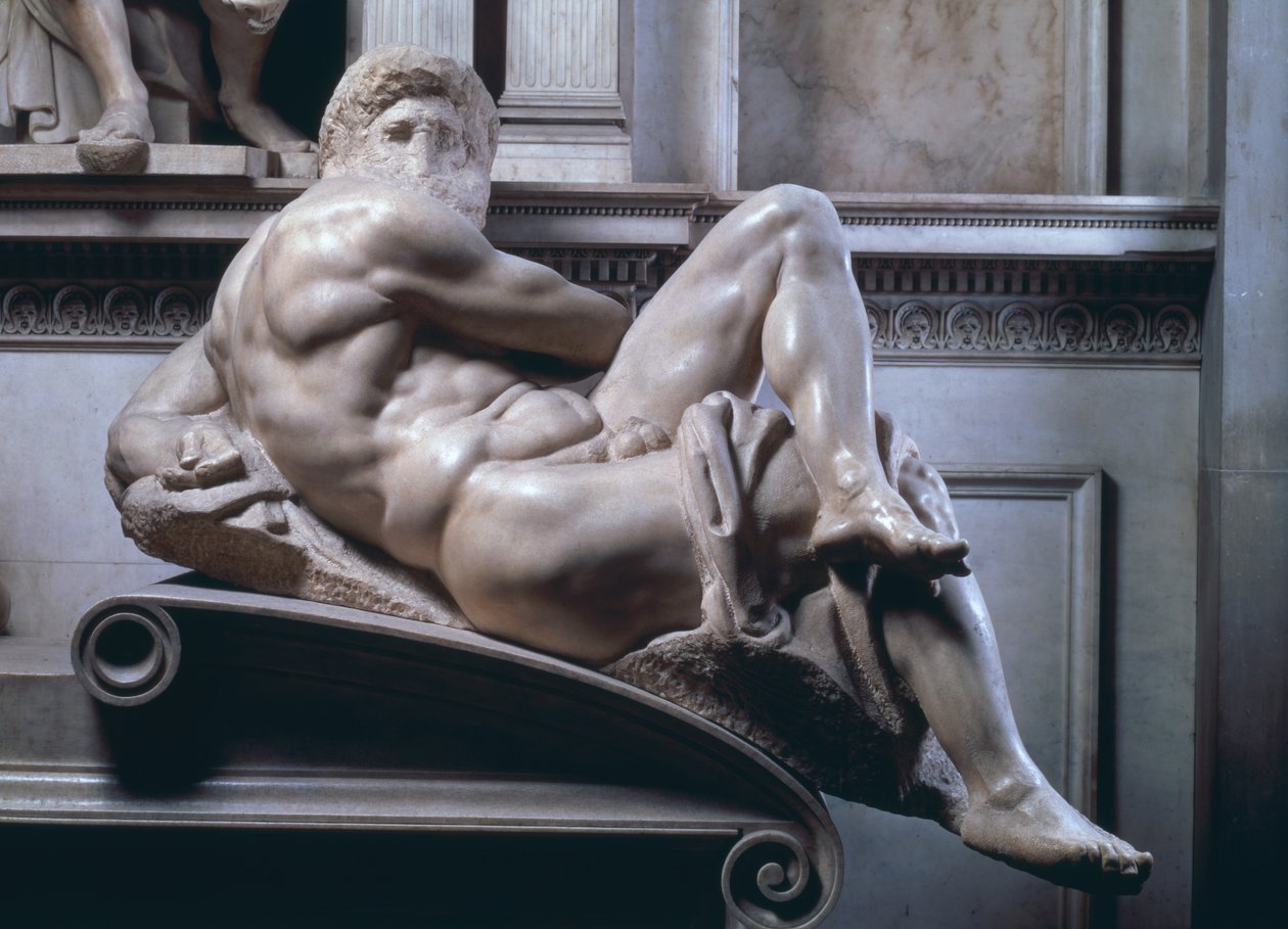 Giuliano de Medicin hauta, yksityiskohta päivästä, 1520-33, marmori tekijältä Michelangelo Buonarroti