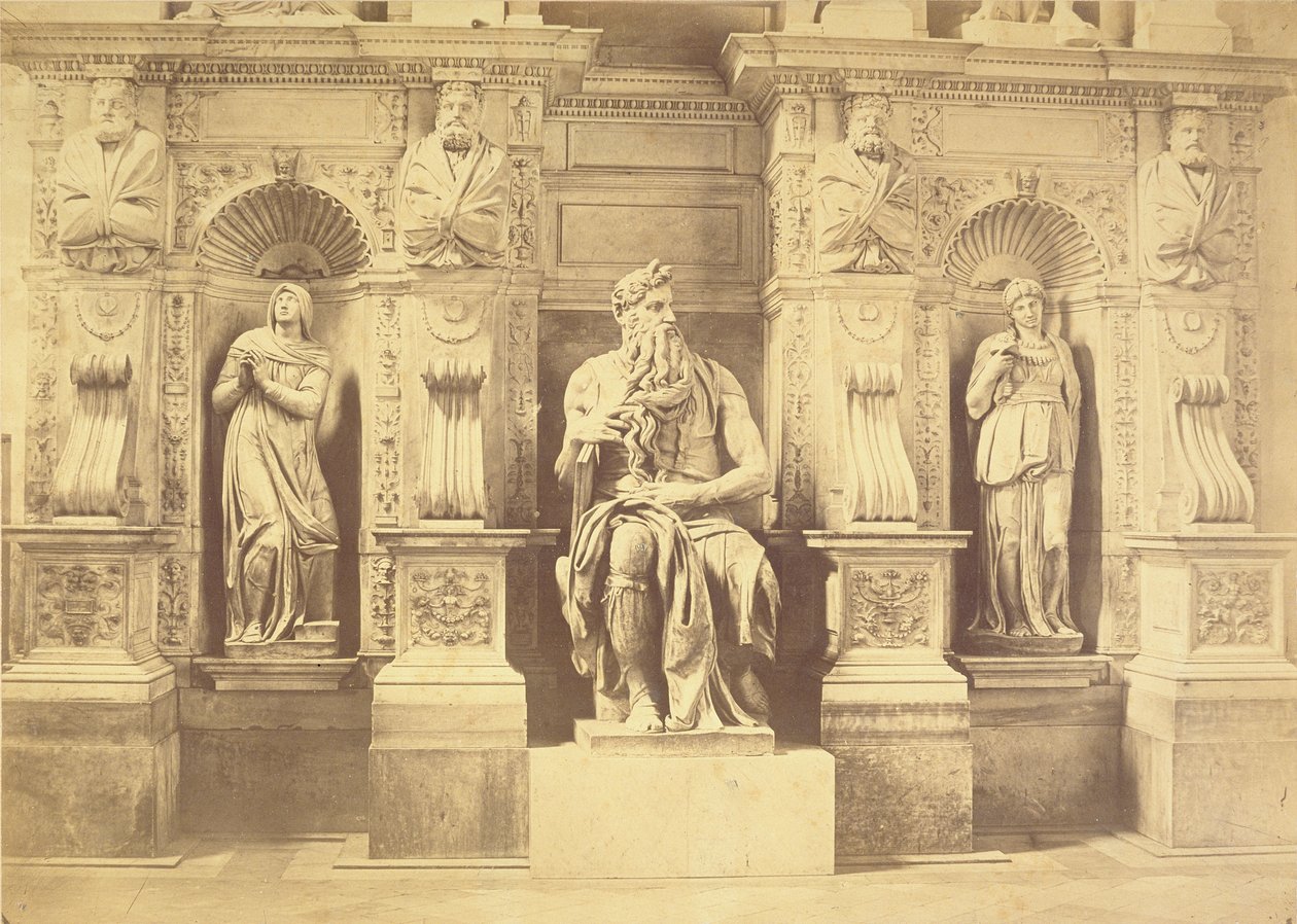 Paavi Julius II:n (1453-1513) hauta, Mooseksen yksityiskohta Lean ja Raakelin rinnalla tekijältä Michelangelo Buonarroti
