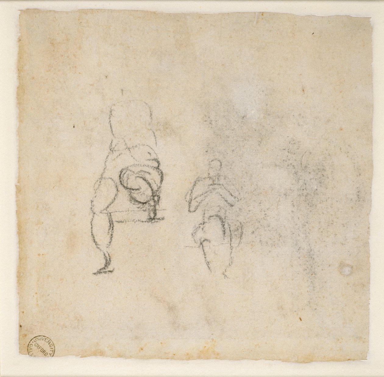 Kaksi hyvin pientä luonnosta istuvista hahmoista, c1490-1560 tekijältä Michelangelo Buonarroti