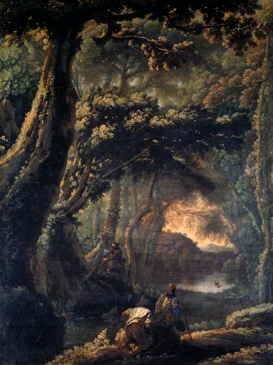 Nokanmetsästys, Michelangelo Cerquozzi, joka tunnetaan nimellä Michelangelo delle Battaglie (1602-1660), öljy kankaalle, 67x51 cm. tekijältä Michelangelo Cerquozzi