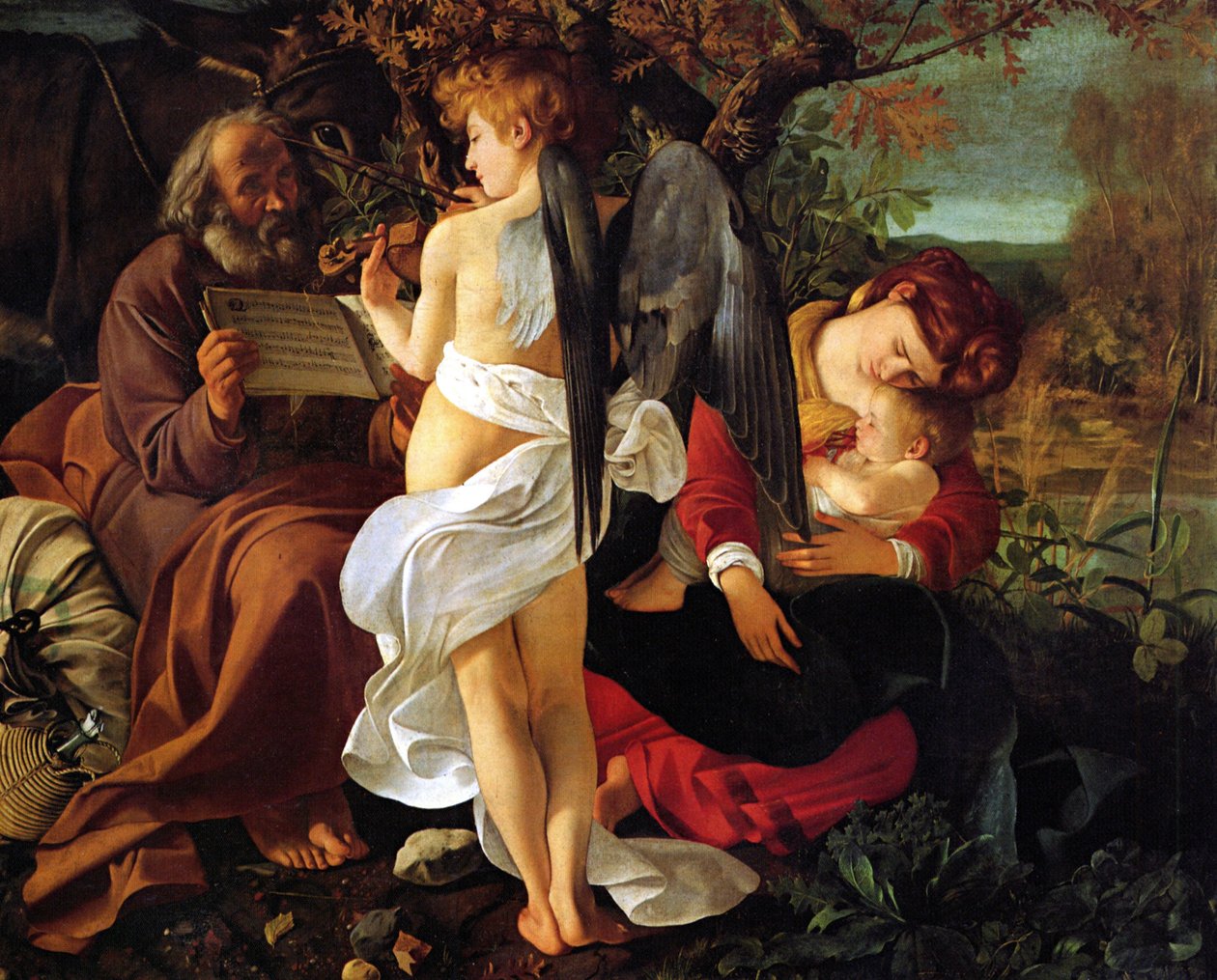 Lepää lennolla Egyptiin, n. 1597 tekijältä Michelangelo Merisi Caravaggio