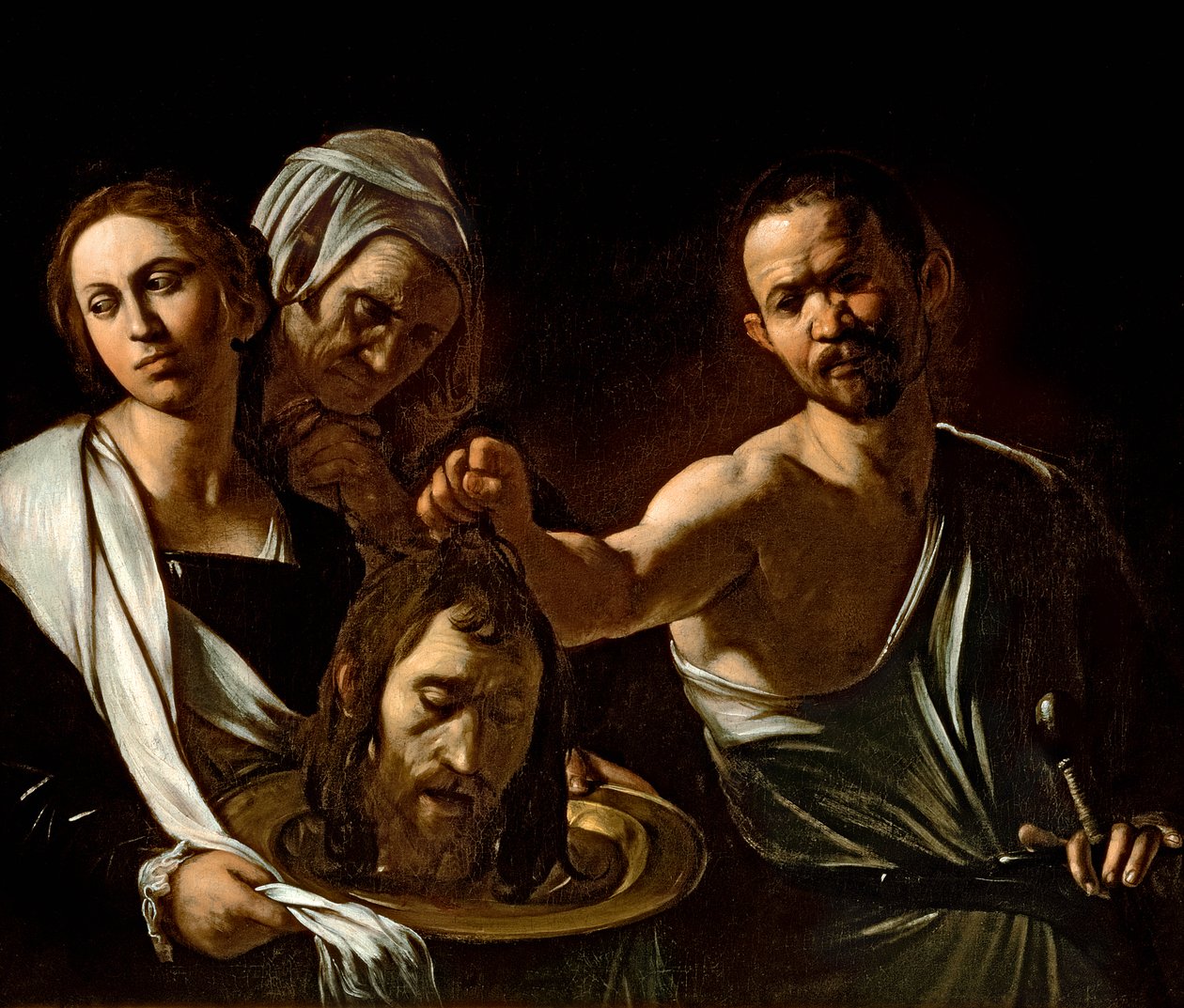 Salome saa Pyhän Johannes Kastajan pään, 1607-10 (öljy & tempera kankaalle) tekijältä Michelangelo Merisi Caravaggio