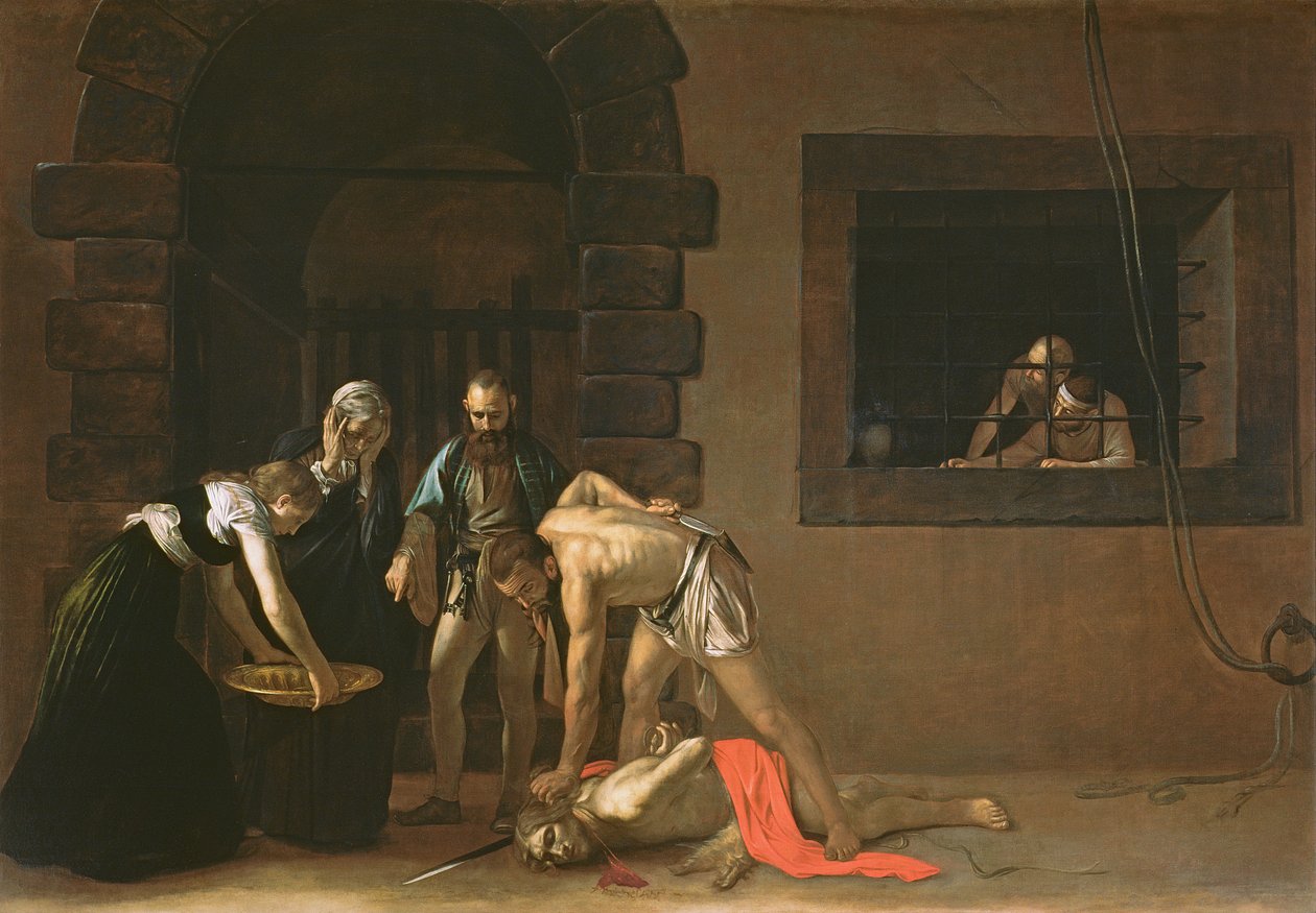Pyhän Johannes Kastajan kannan mestaus, 1608 tekijältä Michelangelo Merisi Caravaggio