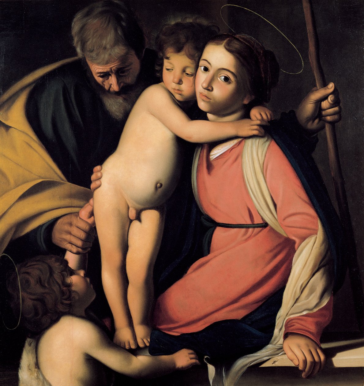 Pyhä perhe ja Johannes Kastaja poikana, 1600-luvun alku. tekijältä Michelangelo Merisi Caravaggio